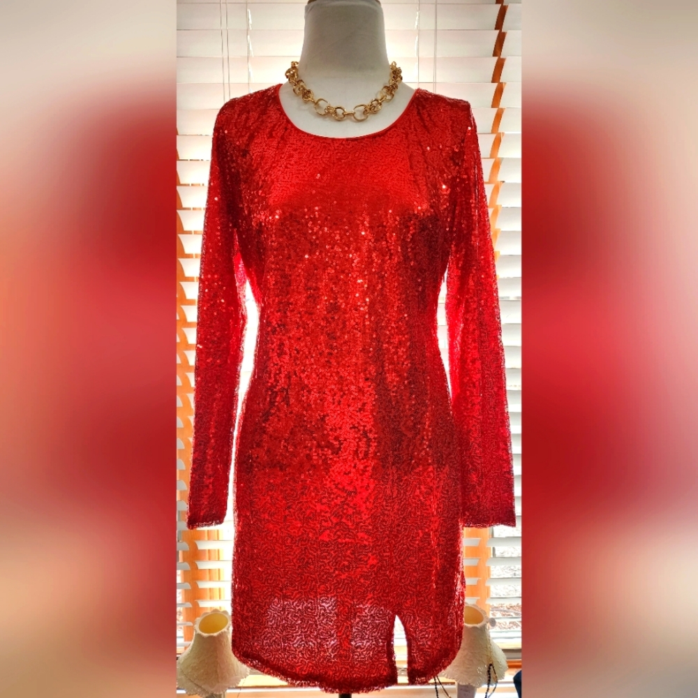 Elegant Red Sequin Dress